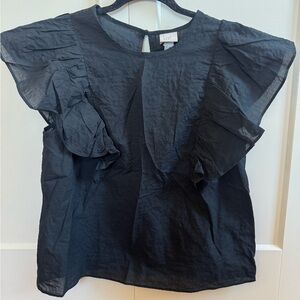 a new day Black Flutter Sleeve Blouse